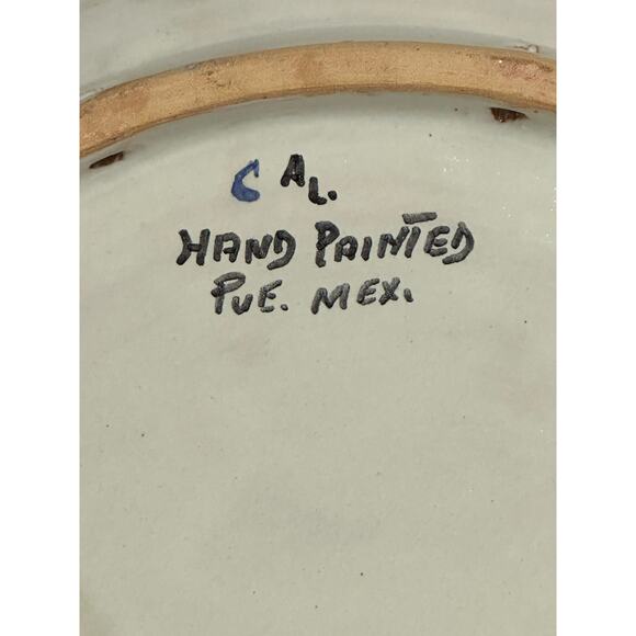 Talavera Puebla Pottery Mexico Cobalt Blue White 12" Charger Plate-Design B - Picture 7 of 8